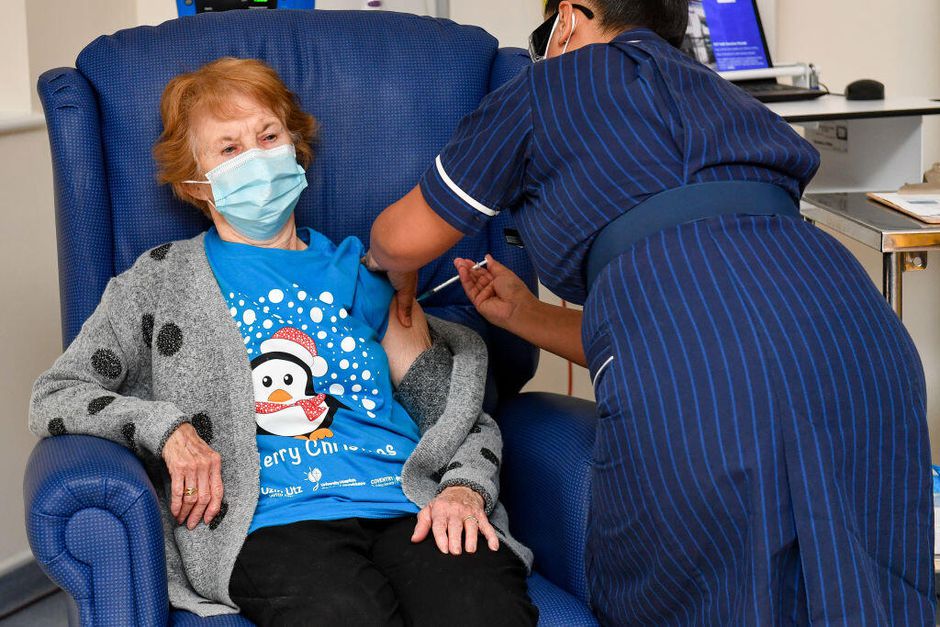UK giving 1st doses of COVID-19 vaccine; 90-year-old woman 1st recipient