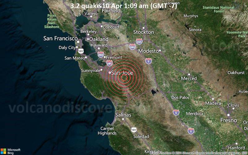 A magnitude 3.2 earthquake has occurred east of San Jose, according to the US Geological Survey
