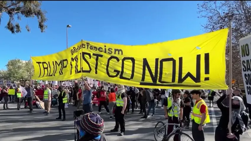“ICE Out” Message Rings Out Near Super Bowl as Protesters Rally in Santa Clara